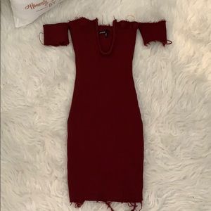 ✨LoveCulture✨ ripped Burgundy bodycon dress